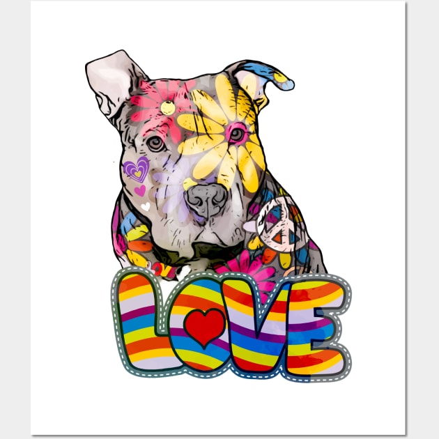 Peace love and pitbulls Wall Art by PrettyPittieShop